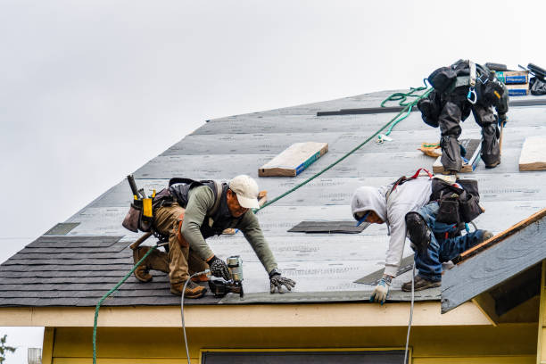 Professional Gutter Installation technician working in Needham, IN